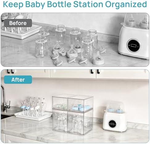 Vtopmart Clear Stackable Storage Drawers Set of 4, Baby Bottle Organizer - Image 4