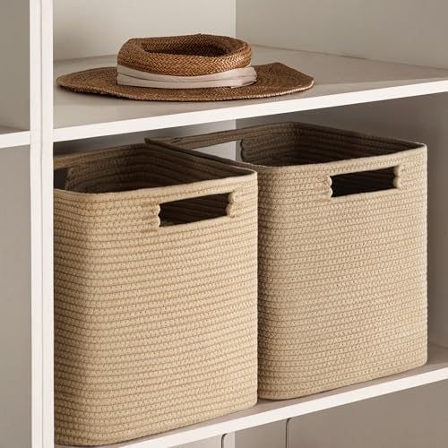 UBBCARE Set of 4 Storage Basket-13 X 13 X 13 In, Cotton Rope Basket - Image 6