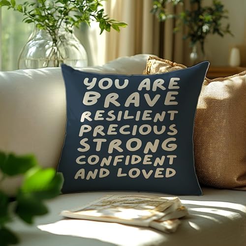 You Are Affirmation Navy Blue Pillow Cover 18x18, Nursery Inspirational - Image 3