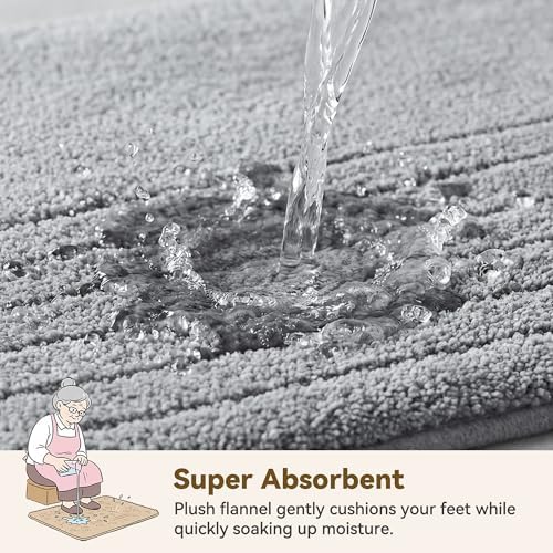 GRANNY SAYS Gray Stripe Bathroom Rug 16" x 24", Non-Slip Bath Mat - Image 6