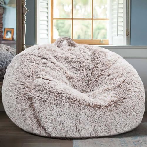 Fluffy Stuffed Animal Storage Bean Bag Chair Cover, Faux Fur Comfy Bean Bag by Unknown