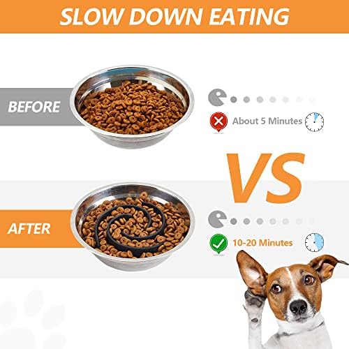 Slow Feeder Dog Bowls Insert, Animire Soft Silicone Slow Eating Dog Food Bowl - Image 2