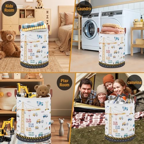 Construction Decor for Boys Room Laundry Basket, Trucks Toddler Kid Laundry - Image 5
