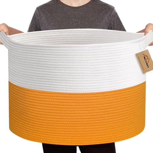 MEGASKET Large Orange Storage Basket, Decorative Dog Kid Toy Box, Big Blanket by MEGASKET
