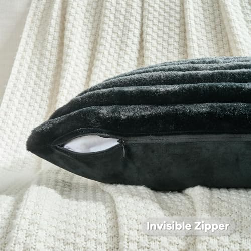 FUTEI Pack of 2 Faux Fur Throw Pillow Covers 28x28 Inch - Image 3
