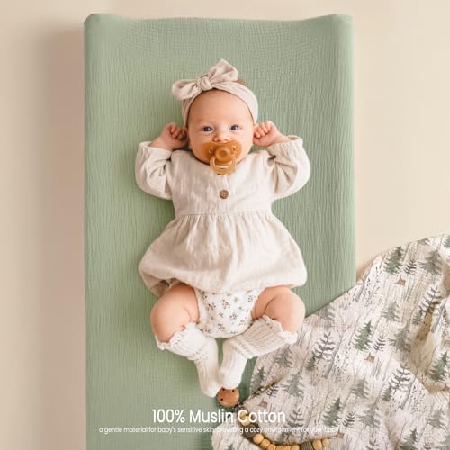 lulumoon Muslin Changing Pad Cover: 32x16 Fit Standard Rectangle Pad - Image 4