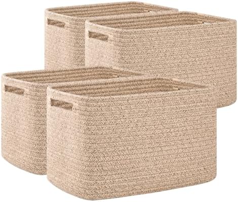 OIAHOMY 4 Pack Storage Baskets for Organizing 15L Cube Storage Bins Brown by MasterofSpaceOptimization