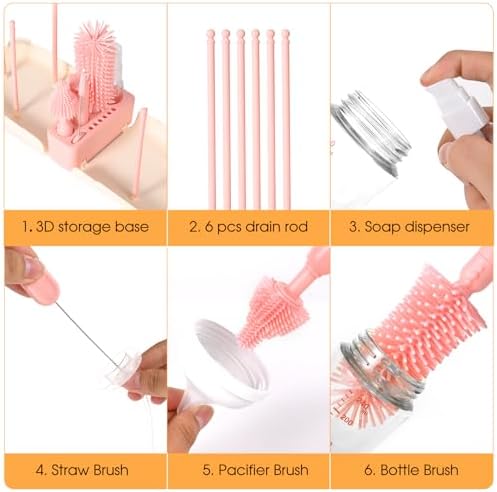 Travel Bottle Washing Kit with Storage Case, 7-in-1 Baby Travel Bottle Cleaner - Image 3