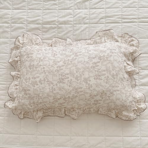BuLuTu Muslin Cotton Pillowcase King 20"x36", Forest & Rabbit Pattern - Image 2