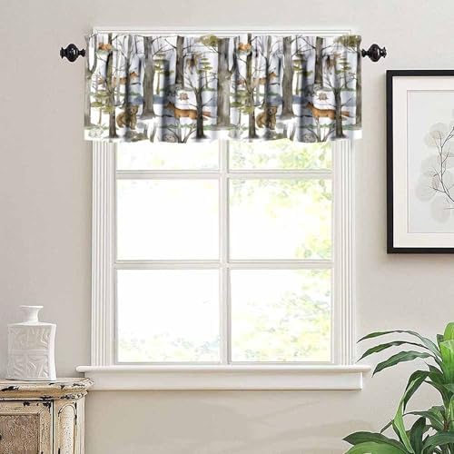 Forest Animal Valance Curtain for Kids Cartoon Tree Job Forest Hunting Lodge - Image 4