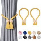 NICEEC 2 Pack Wooden Polyhedron Magnetic Curtain Tiebacks Boho Home Decor Drape by NICEEC