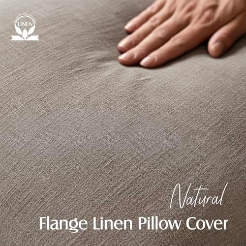 Foindtower Linen Solid Decorative Throw Pillow Covers 20x20 Inch Brown Tan - Image 2