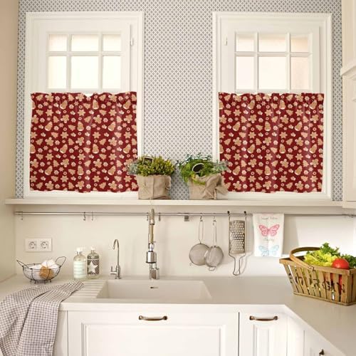 Christmas Valance Kitchen Curtains Set, Winter Holiday Decor Short Window - Image 4