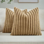 FUTEI Pack of 2 Faux Fur Throw Pillow Covers 28x28 Inch by FUTEI