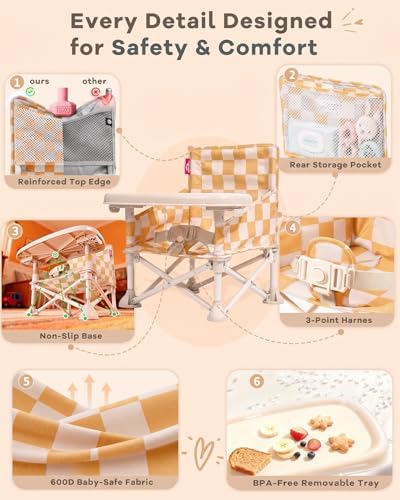 3-in-1 Portable Baby Chair, Foldable Travel Booster Seat - Image 4