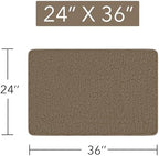 Yeaban Chenille Taupe Bathroom Rug 24"x36", Non-Slip Rubber Backing - Image 2