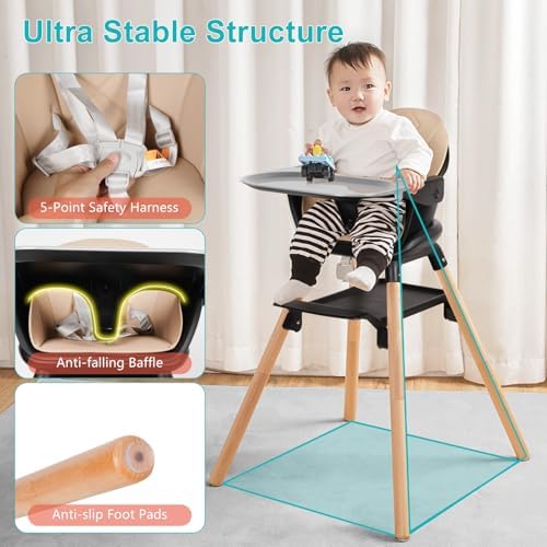 High Chair, 6 in 1 Convertible High Chairs - Image 5