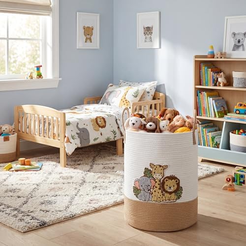 LemonRoad Jungle Animals Nursery Hamper Cotton Rope Basket - Image 2