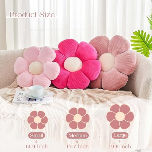 Kcvvcr Dusty Pink Flower Pillow, 17.7" Cute Flower Shaped Floor Pillow - Image 2