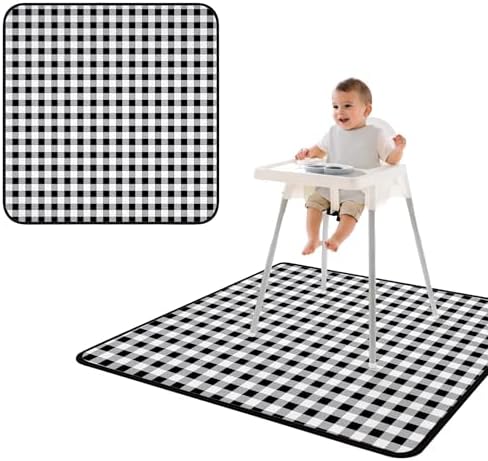 BapronBaby White Buffalo Plaid Waterproof Splash Mat Catch All Floor Cover by BapronBaby