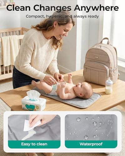 BAGSMART Baby Diaper Bag with Waterproof Pad, Coffee Brown - Image 5