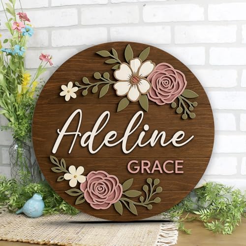 Floral Name Sign for Nursery Decor for Girls – Personalized Wooden Name Signs - Image 5