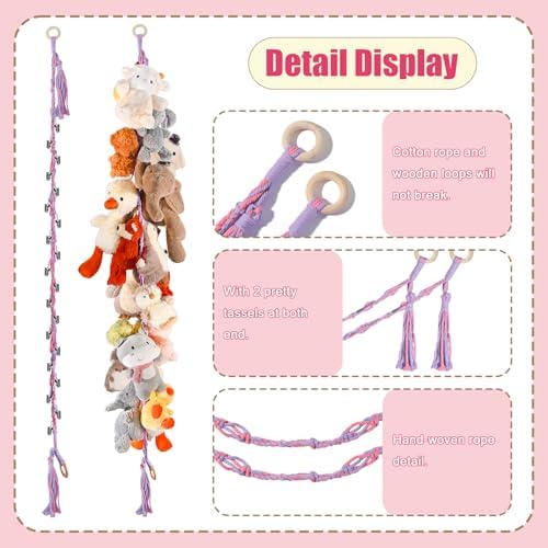 CERETIA 80" Stuffed Animal Organizer Chain, Wall Corner Storage - Image 7