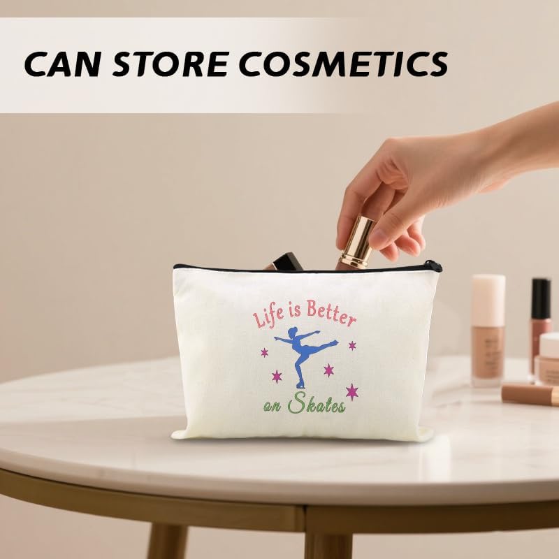 Motivational Figure Skating Gifts Makeup Bag Zipper Roller Ice Skating Zipper - Image 4