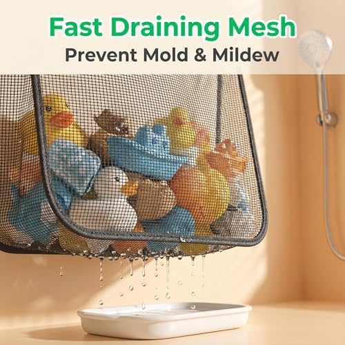 Good Mood Smile Bath Toy Storage Bag – Large Capacity Quick Dry Hanging - Image 3
