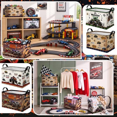 4 Pcs Race Car Storage Basket for Gifts Large Monster Truck Storage Bins - Image 4