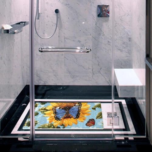 Shower Mat Non Slip, Sunflowers Butterfly Anti Slip Bath Mat - Image 6