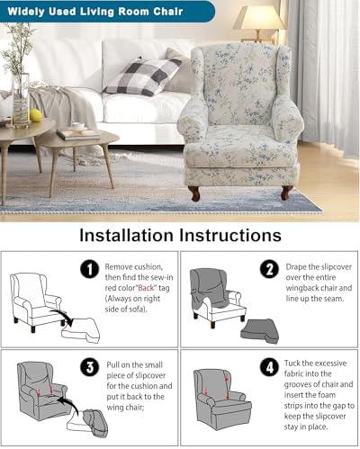 CRFATOP Wingback Chair Covers Wing Armchair Slipcovers - Image 6