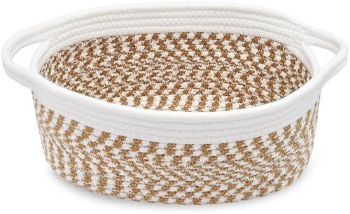 ABenkle Small Basket with Handles, Boho Decorative Rope Woven Dog Cat Toy by ABenkle