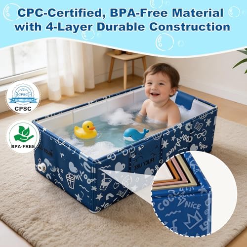 Baby Bathtub, 5-Layer Anti-Tear Foldable Toddler Bath Tub - Image 4