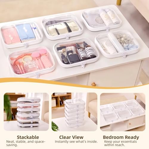 6-Pack Medium Clear Hard Shell Zipper Pouches, Hard Case Pouches - Image 3