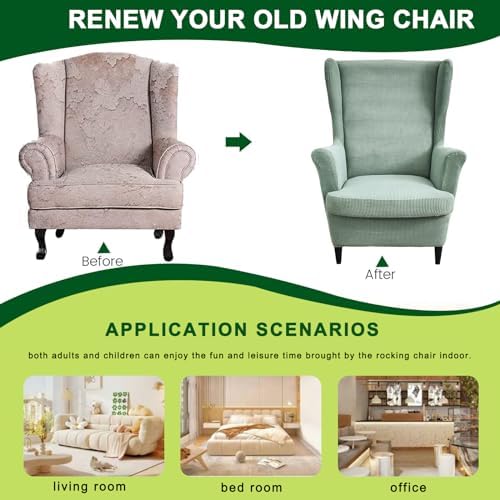 CRFATOP Wingback Chair Covers Wing Armchair Slipcovers - Image 4