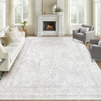 9x12 Area Rugs for Living Room: Washable Large Vintage Floral Rug Low Pile by LOSBULAKE