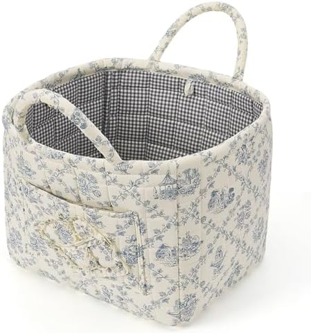 Floral Fabric Storage Basket Car Interior Storage Basket Underwear Sundries by CEUTNIZ