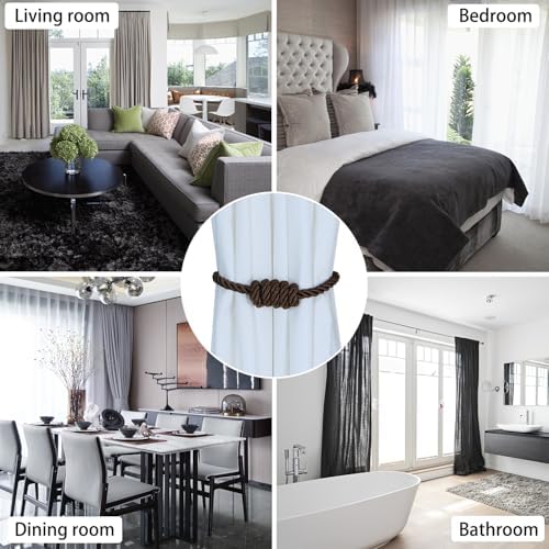BEL AVENIR Magnetic Curtain Tiebacks 6 Pack Hand-Woven Curtain Ties - Image 5