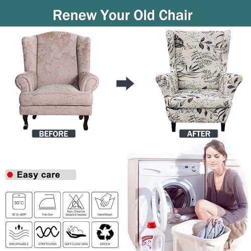 NILUOH Wingback Chair Covers 2-Piece, Armchair Slipcovers - Image 5