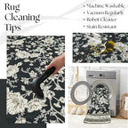 Black Floral Area Rugs 6x9 Living Room, Vintage Modern Farmhouse Boho Indoor - Image 4