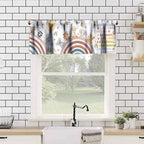 Boho Valance Curtains Rustic Colorful Cartoon Rainbow Animal Sun Pattern Window - Image 4