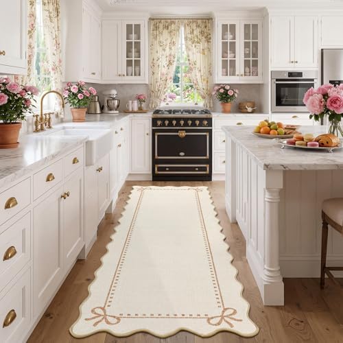 Garvee Scalloped Bow Runner Rug 2x6 Washable Kitchen Runner Rug Non-Slip - Image 4