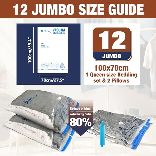12 Jumbo Vacuum Storage Bags for Bedding, Vacuum Seal Bags for Clothing - Image 2