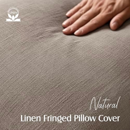 Foindtower Decorative Linen Fringe Throw Pillow Covers 26×26 Inch - Image 2