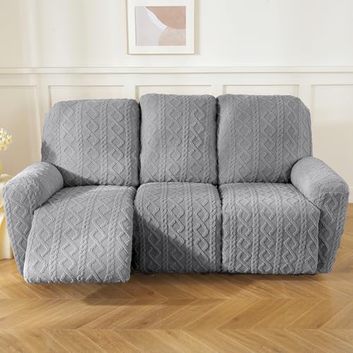 vctops 8 Pieces Geometric Jacquard Plush Recliner Sofa Covers Soft Fuzzy Fluffy - Image 6