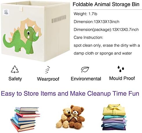13 Inch Animal Cube Storage Bins, Foldable Fabric Kids Toy Box & Toy Chest - Image 3