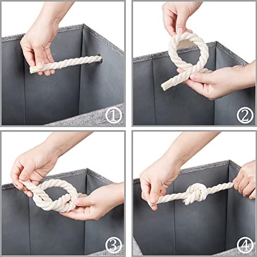 PRANDOM Large Foldable Cube Storage Bins 11x11 inch Fabric Linen Storage - Image 7