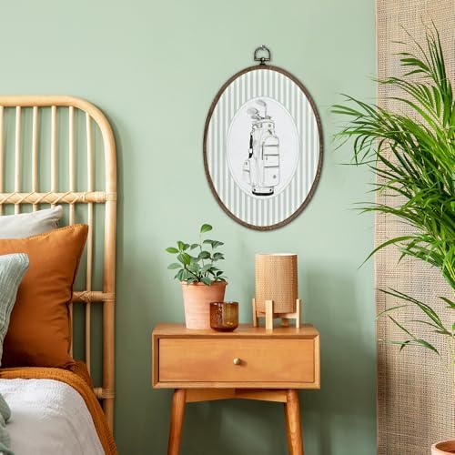 FLAWAFLOMA Vintage Golf Bag Nursery Oval Wall Art Decor, Kids Room Canvas Wall - Image 3
