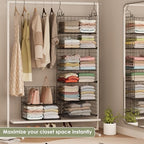 8 Tier Widened Hanging Closet Organizer and Storage Shelves, Metal & Foldable - Image 6